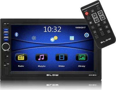 A car radio with a remote control.