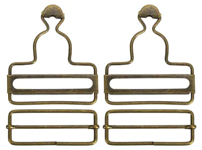 Hosenträger-Clips Metall, 2 Sets, Retro, 50 mm, Bronze