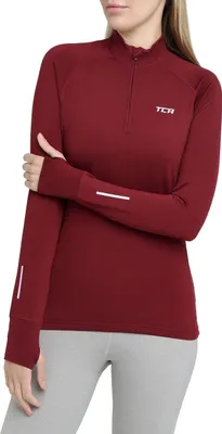 Produktbild von TCA Damen Winter Running Langarm Laufshirt mit Brustreißverschluss - Cabernet, XS