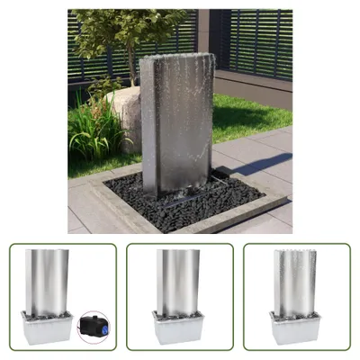 Immagine prodotto di Living Store, fontana da giardino, argento, 60,2 x 37 x 122,1 cm, acciaio inossidabile