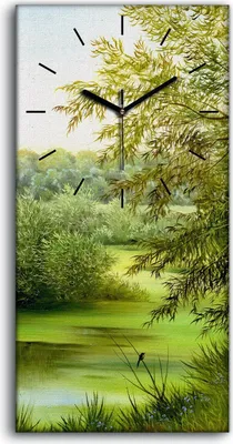 Produktbild von Dekor Leinwand Uhr Wandbilder 30x60 Malerei Wald Bäume Fluss Natur Kunst - schwarze Hände