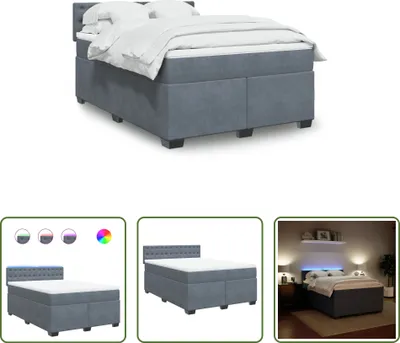 Produktbild von The Living Store Boxspringbett mit Matratze Dunkelgrau 140x190 cm Samt