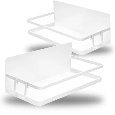 Produktbild von com-four® 2x Kühlschrank-Magnetregal - Hängeregal mit je 2 Haken - weiß