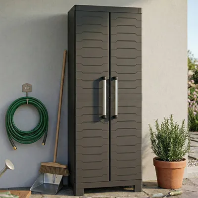 Productafbeelding van Keter Detroit opbergkast - multifunctioneel - 3 planken - 45x65x182 cm - zwart