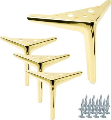 Immagine prodotto di Elegante set di 4 gambe per mobili in oro-cromo, altezza 15 cm - Design minimalista per un ambiente elegante