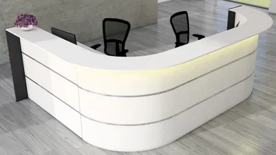 Produktbild von Kerkmann BARI Empfangstheke weiß, anthrazit 335,0 x 235,0 x 112,0 cm