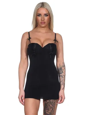 Obrázek produktu pro Dámská krátká noční košilka Negligé s košíčky Krajka; Black/85 C