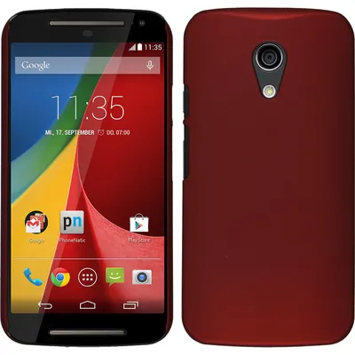Produktbild von PhoneNatic Case kompatibel mit Motorola Moto G 2014 2. Generation - Hülle rot gummiert Hard-case + 2 Schutzfolien