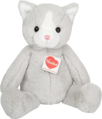 Image de Teddy Hermann Chat en peluche Trixi, Doudou, Peluche, Enfant de cœur, Gris clair, 32 cm, 939627