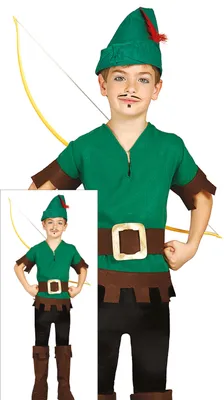 Produktbild von Bandit Bogenschütze Mittelalter Kinderkostüm Karneval Abenteuer Tapferer Held, Größe: 98/104 Farbe: Grün