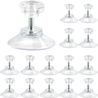 Produktbild von Famanu Set von 15 transparenten PVC Saugnäpfen mit Gewinde und Kunststoffmutter, Ø 40 mm, extra stark