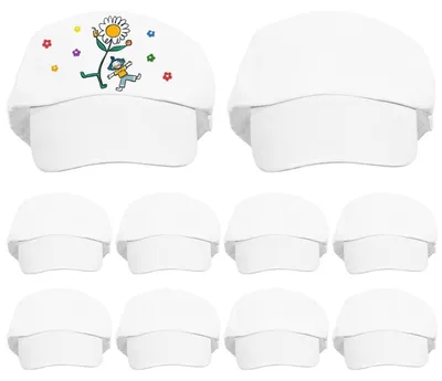 Produktbild von Baseballkappen zum Bemalen für Kinder, 10 Stück, Weiß, Baumwolle, DIY-Bastelset