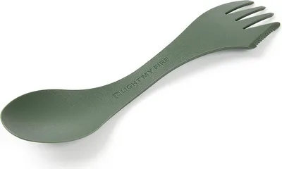 Produktbild von Light My Fire Spork Original Campingbesteck - Outdoor Besteck to Go - 17cm BPA Frei Plastik Besteck für Unterwegs - Dunkelgrün - Wiederverwendbares Besteck zum Mitnehmen - Göffel mit Messer
