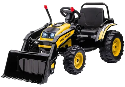 Produktbild von HOMCOM Kinder Elektrobagger Sitzbagger Geländewagen mit Musik Schaufel Gelb