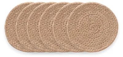 Platzsets rund Jute natur 15x15 cm 6 Stück handgefertigt