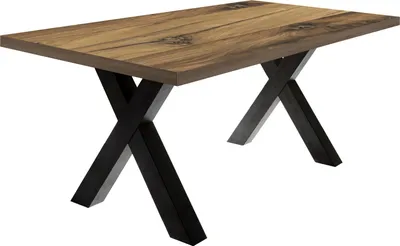 Produktbild von Esstisch >Big System< in schwarzstahl / plankeneiche - 200x75x100cm (BxHxT)