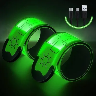 Produktbild von Unyqoos® LED-Sicherheitsarmbänder 2er-Set – USB wiederaufladbar, 35 x 4 cm, reflektierende Lauf-Armbänder für Jogger, Radfahrer, Spaziergänger & Hundehalter