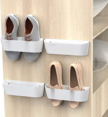 Produktbild von Plastik-Schuhschutz mit Klebe-Strips - Schuhschrank - Schuhabteller - Eingangsschrank - weiß - 4 Paar