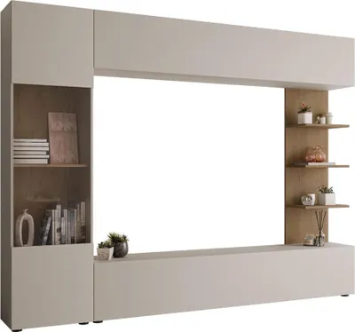 Produktbild von MIRJAN24 Wohnwand Lazando, Stilvoll Wohnzimmer-Set, Schrankwand, Praktisch Mediawand, TV-Schrank (Farbe: Cashmere + Cremona Eiche, ohne Beleuchtung)