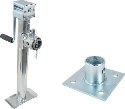 Produktbild von UNITRAILER Ausziehstütze TJ5002 + Adapter TJ5002A, 1300 kg, 560–940 mm, ausziehbar, für Pritschen- und Campinganhänger
