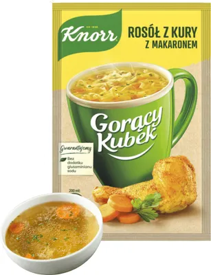 Zdjęcie produktu dla Knorr Gorący Kubek Rosół z Kury z Makaronem Zupa Instant w Proszku 12 g