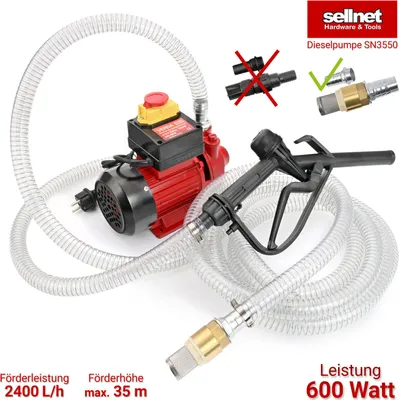 Produktbild von Dieselpumpe Heizölpumpe Ölabsaugpumpe Kraftstoffpumpe 600W 35l/min SN3550