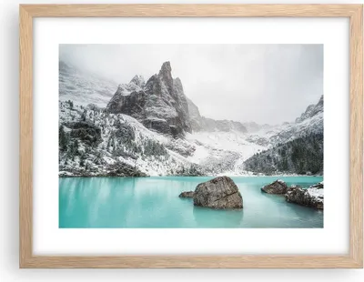 Produktbild von Gerahmtes Poster - Rahmen in heller Eiche - Berge See Schnee - 40x30 cm - Wand Bild - Wanddeko - Wandbilder - Kunstposter - Wandposter - Bilderrahmen - Bilder - Kunstdruck - P2NAA40x30-4377