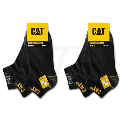 Produktbild von 6 Paar CAT CATERPILLAR WORK SNEAKERS ArbeitsSneaker ArbeitsSocken kurze Sneaker Socken kurze Arbeitssocken Strümpfe Füsslinge Schwarz Größe 35-38