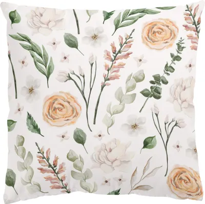 Produktbild von Dekokissen Blumen drinnen / Indoor Zierkissen Canvas waschbar Pflanzen grün Aquarell Sofakissen mit Füllung