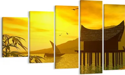 Produktbild von Bild auf Leinwand - Leinwandbild - Asien Berg Meer Felsen - 100x60cm - Wand Bild - Wanddeko - Leinwanddruck - Bilder - Kunstdruck - Wanddekoration - Leinwand bilder - Wandkunst - EG100x60-0363