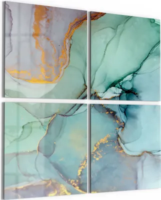 Produktbild von DEQORI Glasbild Echtglas 4x50x50 cm 'Zerlaufene Wasserfarbe' Wandbilder XXL groß