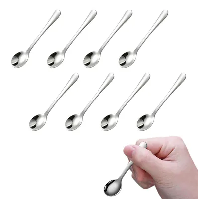 Productafbeelding van Set van 8 Mini Koffielepels van 7,5 cm, Roestvrijstalen Lepels voor Koffie en Thee