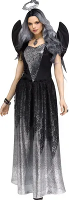 Produktbild von Onyx Engel Damen Glitzer Kostüm schwarz-silber für Halloween & Fasching Größe: S/M