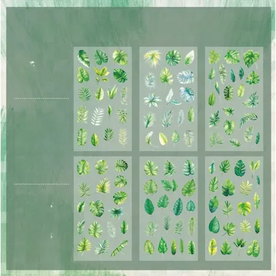 Produktbild von INF Vintage botanische Aufkleber PET 10cm x 18cm 5er-Set Notizbuch