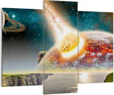 Produktbild von Bild auf Leinwand - Leinwandbild - Raum Erde Planet Komet - 130x100cm - Wand Bild - Wanddeko - Leinwanddruck - Bilder - Kunstdruck - Wanddekoration - Leinwand bilder - Wandkunst - CB130x100-2318