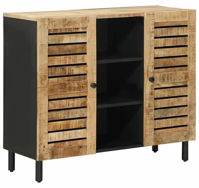 Image de vidaXL Armoires de rangement, bois massif de mangue, couleur naturelle, 90 x 33 x 75 cm
