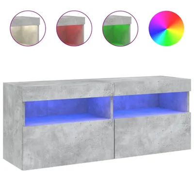 Produktbild von vidaXL TV-Wandschrank mit LED-Leuchten Betongrau 100x30x40 cm