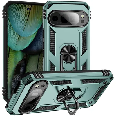 Produktbild von Mobigear Armor Ring  Google Pixel 9 Hülle Hardcase Backcover Stoßfest mit Ringhalter - Grün