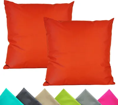 Produktbild von JACK 2er Set 40x40cm Outdoor Kissenhülle Kissenbezug Wasserfest Sitzkissen Lounge Kissen Garten Stuhl Lotus Effekt, Farbe:Orange