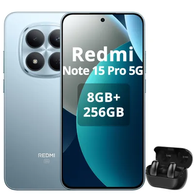 Produktbild von Xiaomi Redmi Note 15 Pro 5G Smartphone 8/256GB, 6,83" AMOLED-Display, 6580mAh, IP68 Staub- und wasserdicht, Gletscherblau (mit Bluetooth Kopfhörer)