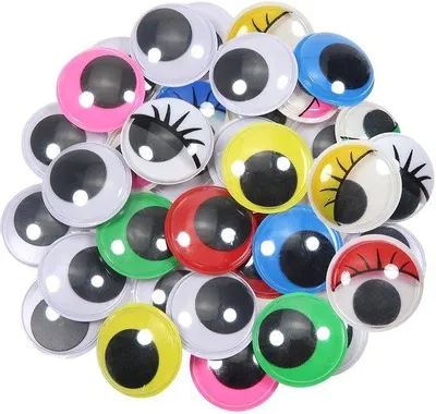 Produktbild von Kreativitätsaugen - 40 Stück - 30 mm - Kunststoff - Schwarz/Weiß/Multifarben - für Scrapbooking und Kunsthandwerk