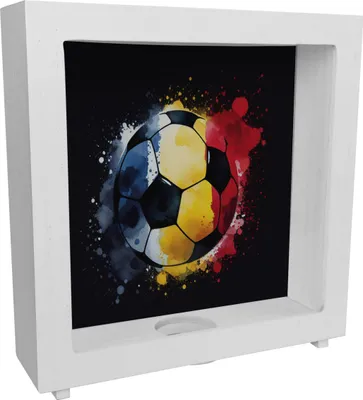 Produktbild von Fußball Rumänien Flagge Rahmen Spardose aus Holz