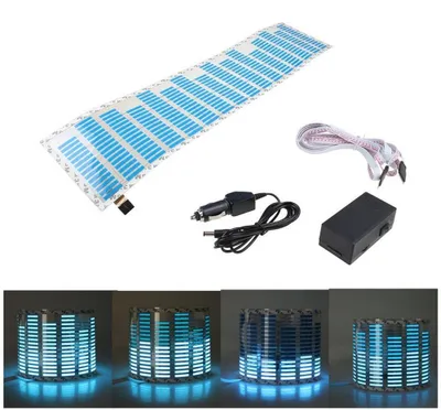 Image de ESUPPORT : Autocollant pour voiture avec capteur de son, éclairage LED et fonction d'activation musicale. Dimensions : 45 x 11 cm