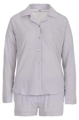 Produktbild von Pyjama Set Shorty - Langarm, Farbe:hellgrau, Größe:XXL
