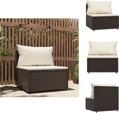 Produktbild von vidaXL Garten-Mittelsofa mit Kissen Braun Poly Rattan -  Gartensofas