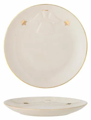 Steingut-Bord mit Sternenmuster, 16 cm, goldfarbener Rand