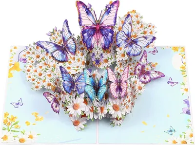 Produktbild von Pop-Up Liebeskarte Blumen, Pop Up Karte-Schmetterlinge Auf Blumen, 3d Geburtstagskarte Frau, Geburtstag Karte Mit Umschlag, Für Frau Freundin Mutter