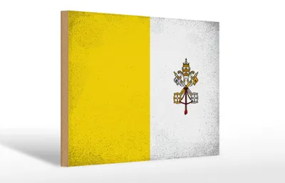 Produktbild von Holzschild Flagge Vatikanstadt 30x20cm Vatican Vintage
