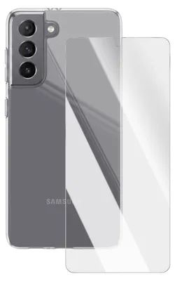 Produktbild von Mayaxess, Schutz-Set für Galaxy S21 mit Schutzhülle und Panzerglas, Transparent