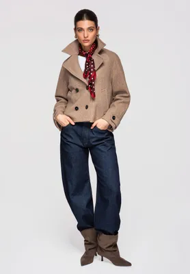 Produktbild von LARICA Damen Peacoat kurz locker Oversize-Stil OW-JANP-0129 mocha M